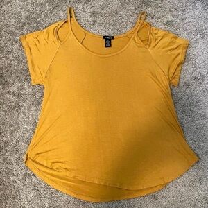 Rue21 Mustard Cold-Shoulder Scoop Neck Tank Top